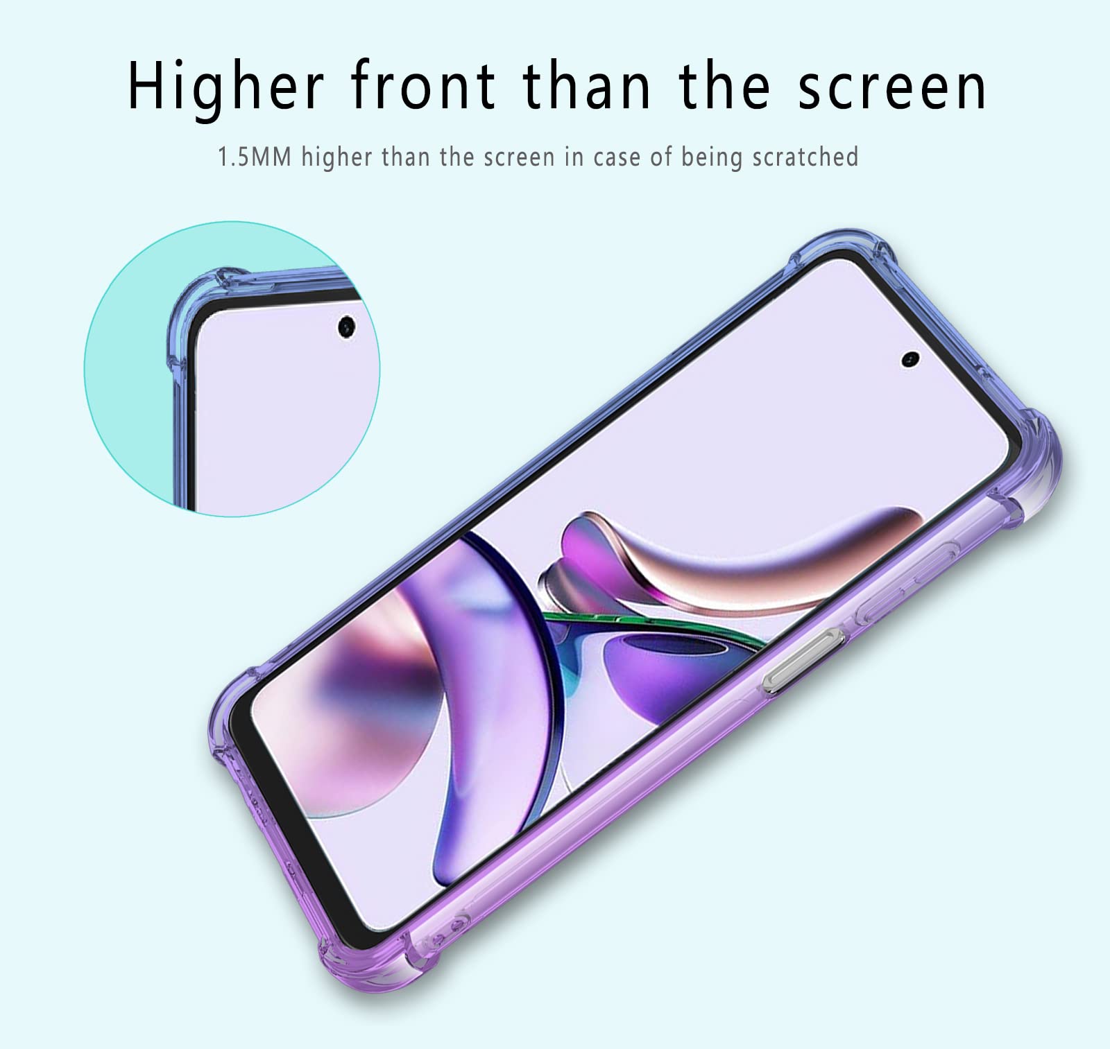 Cover DEDUX Per Motorola Moto G13, Custodia Trasparente Effetto Gradiente Viola/blu, TPU Antiurto Con Rinforzi - 2
