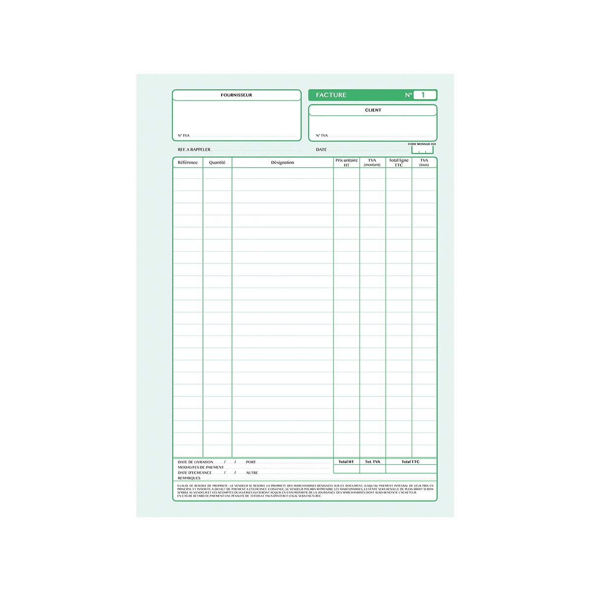 Manifold Factures avec mention de TVA Tripli A4 Taille: 210 x 297 mm / 21 x 29,7 cm Foliotage 50 feuillets Tripli autocopiants EZ Office