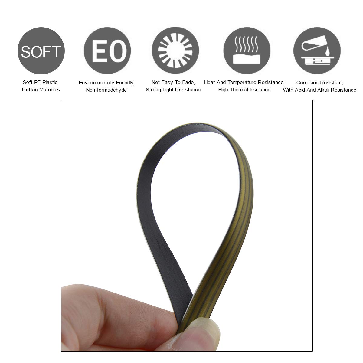 YebiO 500G (70M) Gradientowe Płaskie Tkanie Rattanu, Szerokość 8Mm Syntetyczny Rattan Naprawa Dzianina Materiał Plastikowy Rattan Dla Majsterkowiczów Handmadeniture Krzesło Kosz Stołowy/Gold
