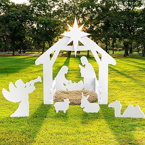 Große Weihnachtskrippe Outdoor, Wetterbeständig Krippe Set...