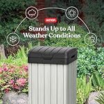 Keter Rockford Resin 38 Gallon Outdoor Kitchen Trash Can with Lid and Drip Tray for Easy Cleaning-Perfect for Patio Dining, Grey - Image 3