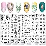 Faiteary 6Pcs Nail Stamping Plates, Nail Stamp Template Set with Butterfly Leaves Flowers Animals Le