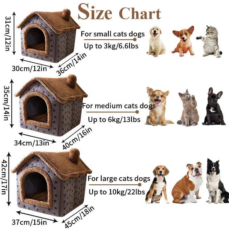 KOSTEN Letto per Canipiegabile Gatto da Gatto Pet Dog House Inverno Cat Villa Cannella Rimovibile Nest Tende per Animali Domestici-Fiore di Ciliegio-S (30X36X31Cm)