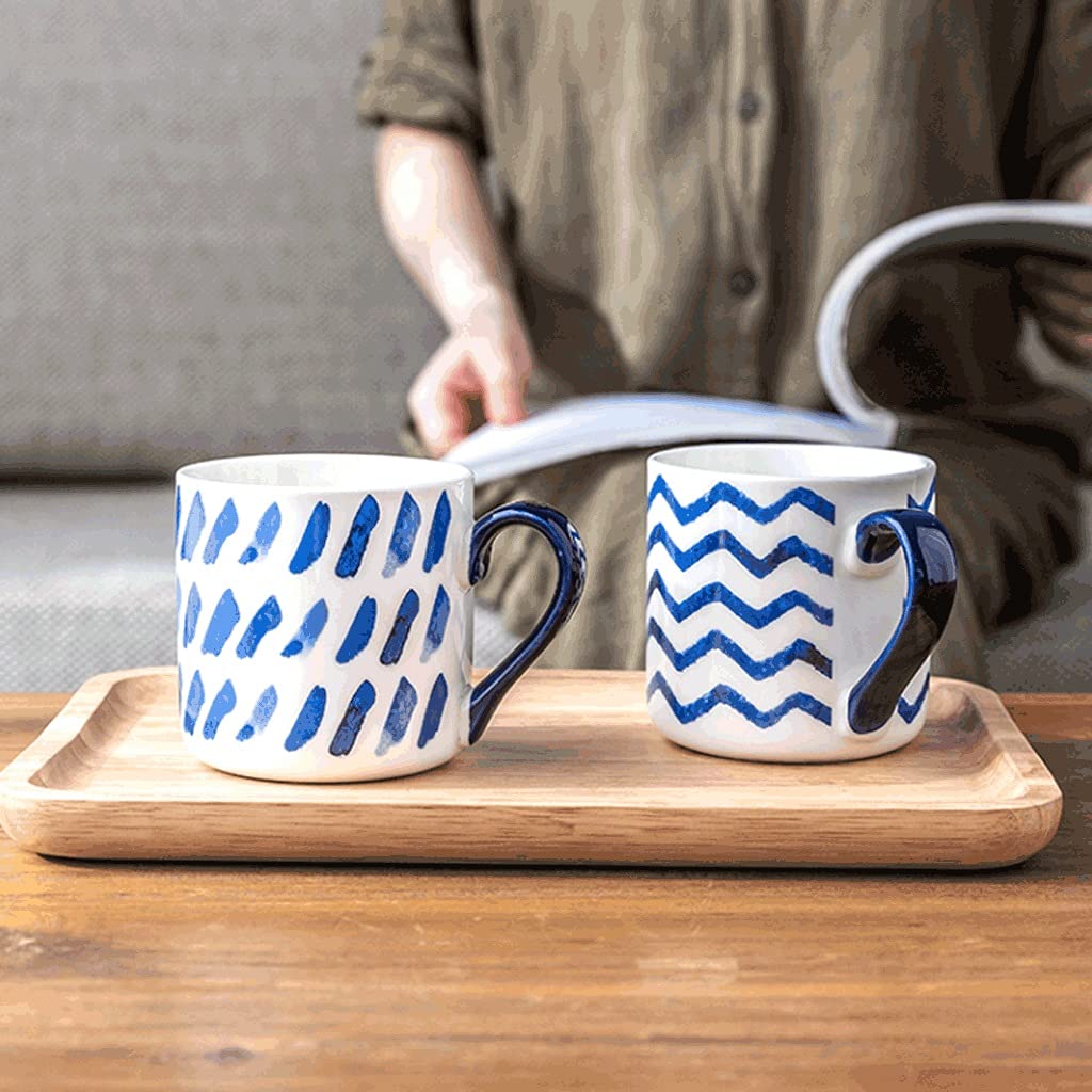 Generic Tazas de Café Tazas de Café de Cerámica Azul con Mango, Tazas de Café Frías Y Calientes Tazas de Café Creativas - 400Ml/Azul D