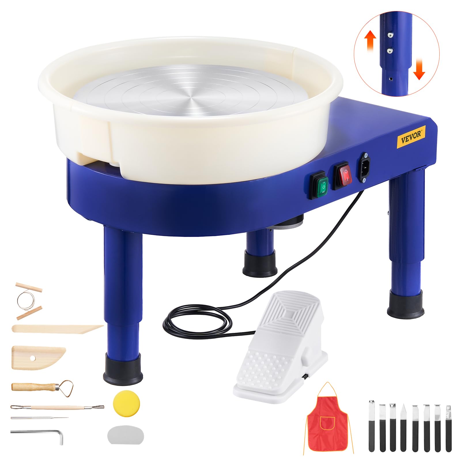 Photo 1 of VEVOR 14in Pottery Wheel for Adults Beginners, 0-6in Height-Adjustable, 450W Pottery Forming Machine 60-300RPM Electric Ceramic Wheel, Blue