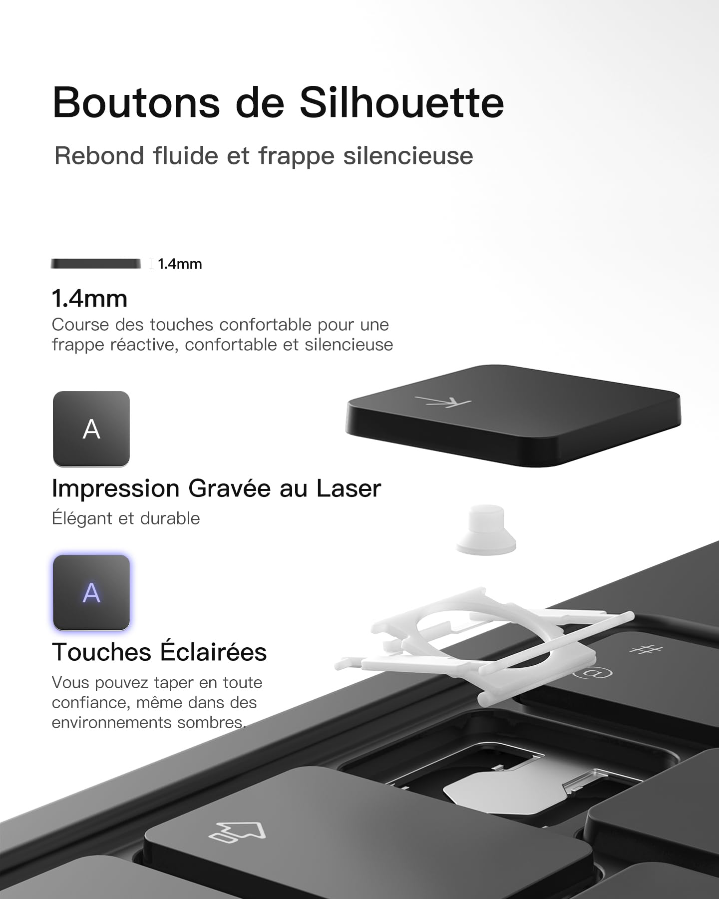 Inateck Housse Clavier magnétique pour iPad 10e génération 10,9 pouces/11e génération 2025 A16 11 Pouces : Support Flottant, rétroéclairage 7 Couleurs et trackpad, KB09119-10