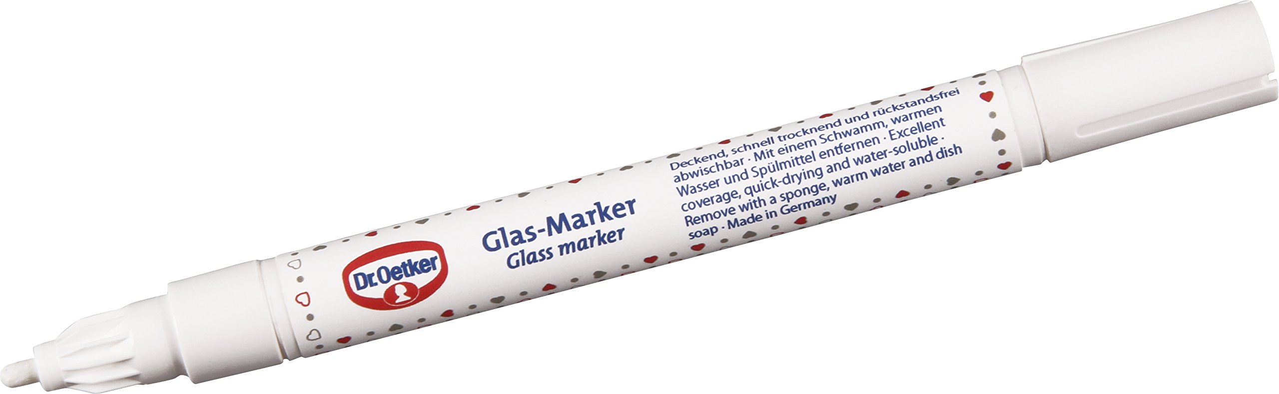Marqueur Verre Dr. Oetker - Stylo Blanc Et Rouge 13cm Pour Confitures Et Conserves