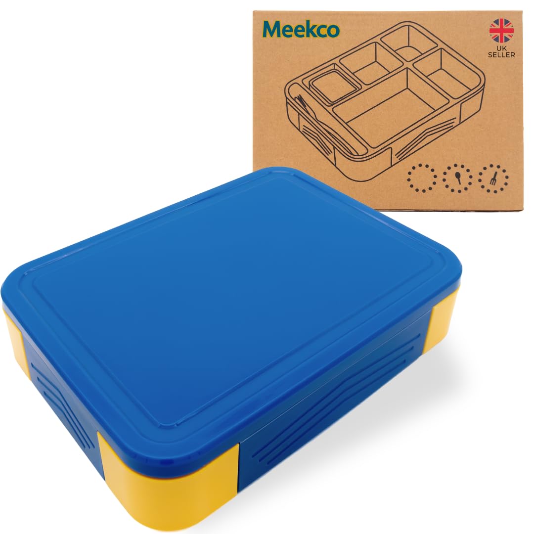Meekco Adult Lunch Box with Compartments – Large Capacity, Leakproof, BPA-Free, Heat Resistant, Microwave & Dishwasher Safe Snack Box – Bento Box with Cutlery & Separate Pot from UK Seller