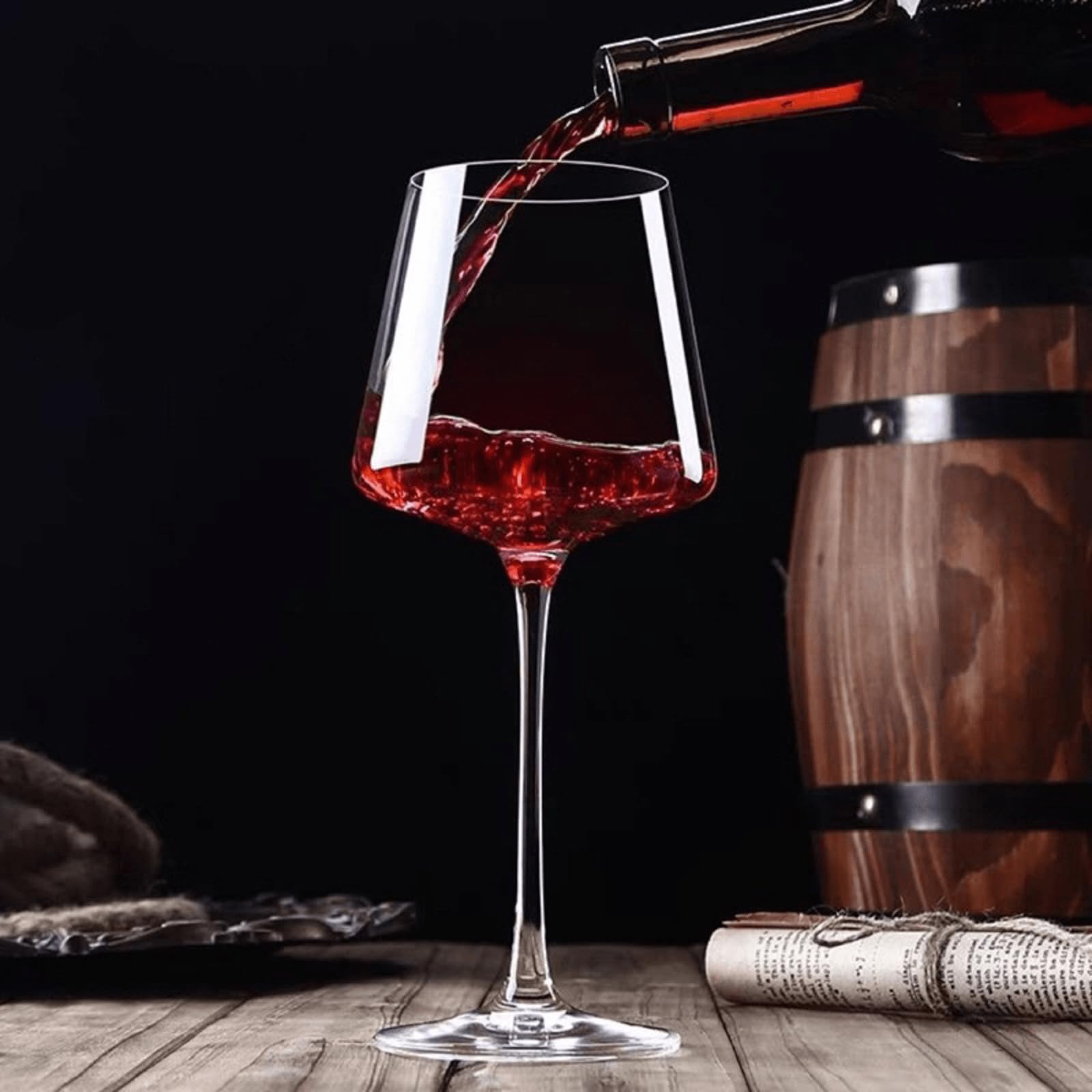 Copas de vino tinto de cristal, copas sopladas a mano de 18 onzas, vidrio transparente de tallo largo para degustación de vino tinto y blanco, boda, fiesta (6pcs)
