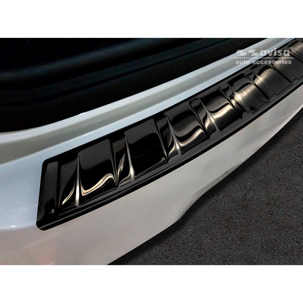 Avisa Protector del Parachoques Trasero Inoxidable Negro Compatible con BMW X3 G01 Paquete M 2017-2021 & Facelift 2021- 'Ribs'