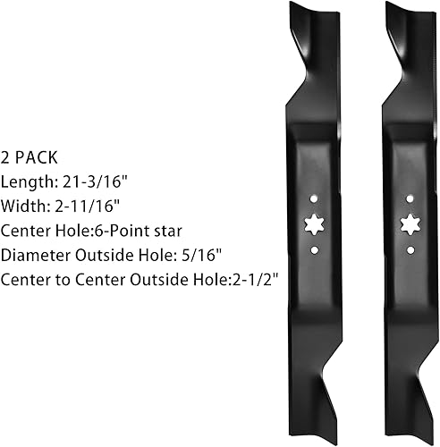 Miniatura 5 de Parts Camp 942-04308 Cuchilla de cortacésped para 42" Cut MTD Cub Cadet Troy Bilt 742-04308 942-04308 742-0616 Paquete de 2