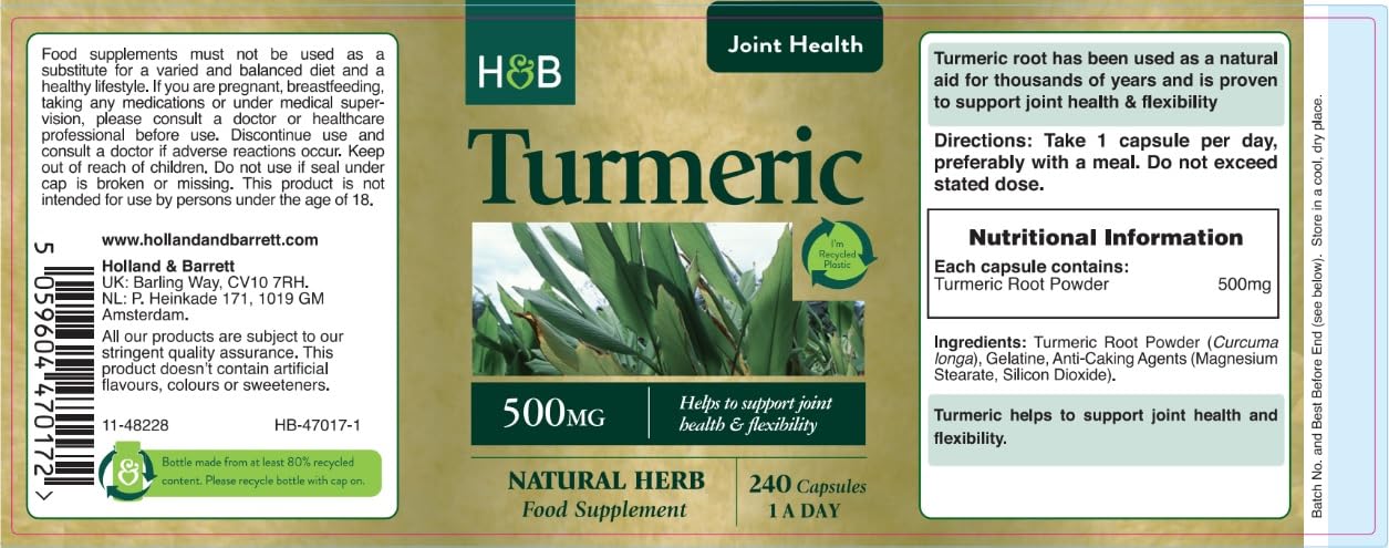 Holland & Barrett Turmeric 500mg 240 Capsules