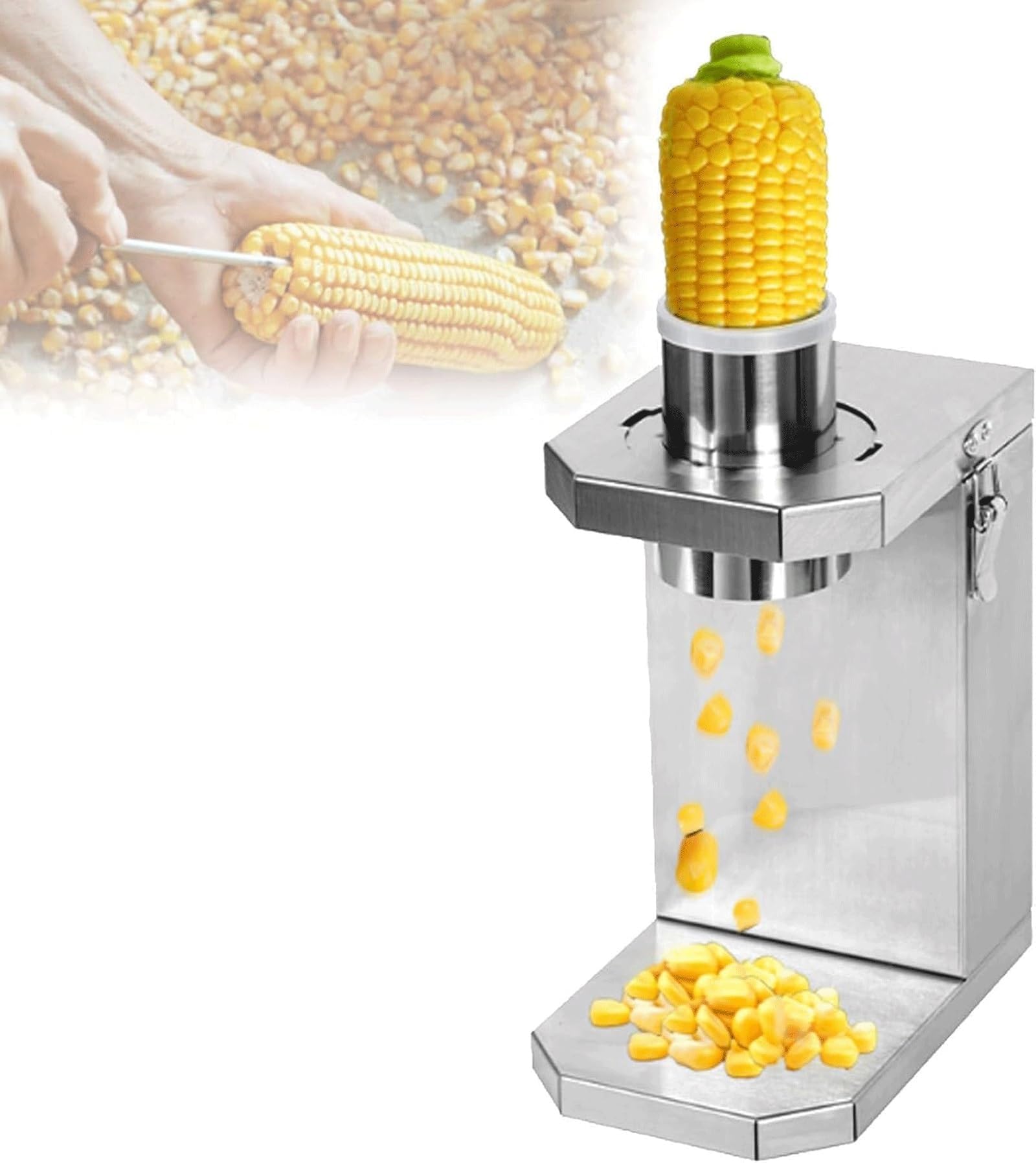Macchina trebbiatrice per mais, in acciaio inox, apertura di alimentazione da 6,5 cm, per mais fresco e cotto, facile da rimuovere