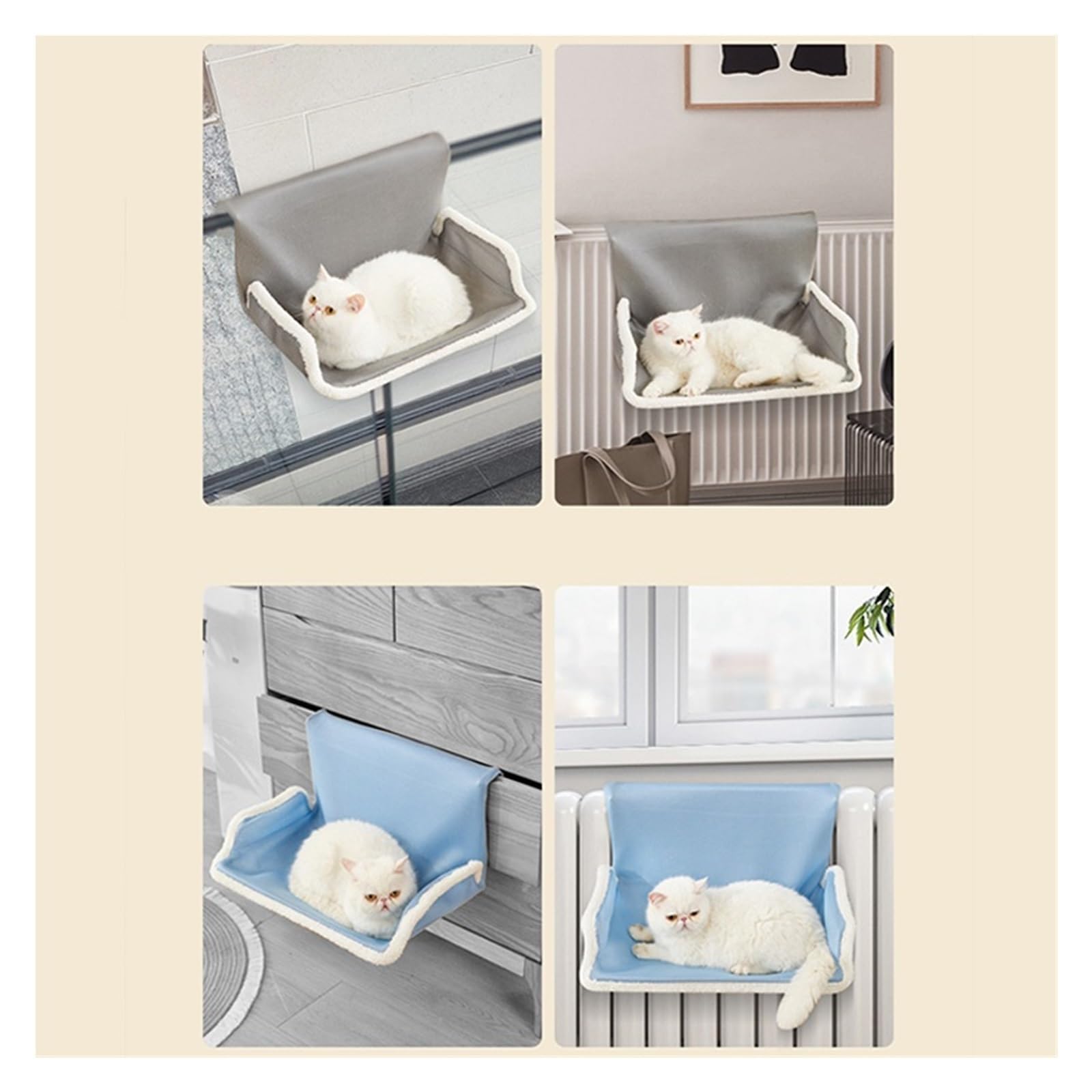 Letto For Gatti Sospeso Amaca For Rimovibile Nido For Gattini Finestra Invernale Letti For Animali Durevoli Accessori For Amaca Per Gatti(Gray-m)
