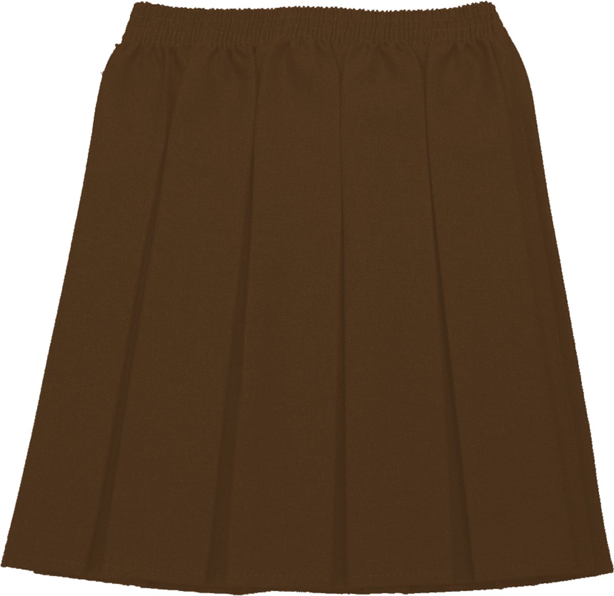 School Uniform Girls Box Pleat Skirt Full Elastic Brown 9-10