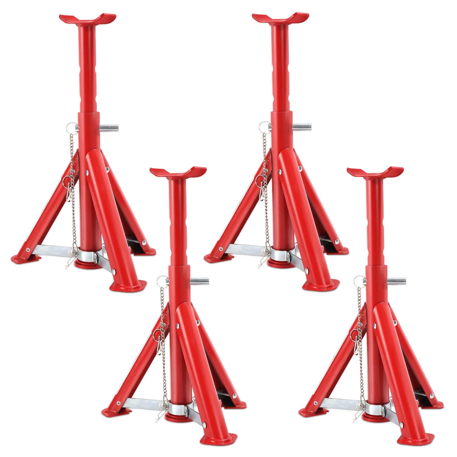 Daromigo Lot de chandelles pliables 2T, chandelles pour véhicules, tréteaux de soutien, chandelle de levage de niveau 3 réglable en hauteur 280-365mm, support Haute capacité de charge (4 pièces)