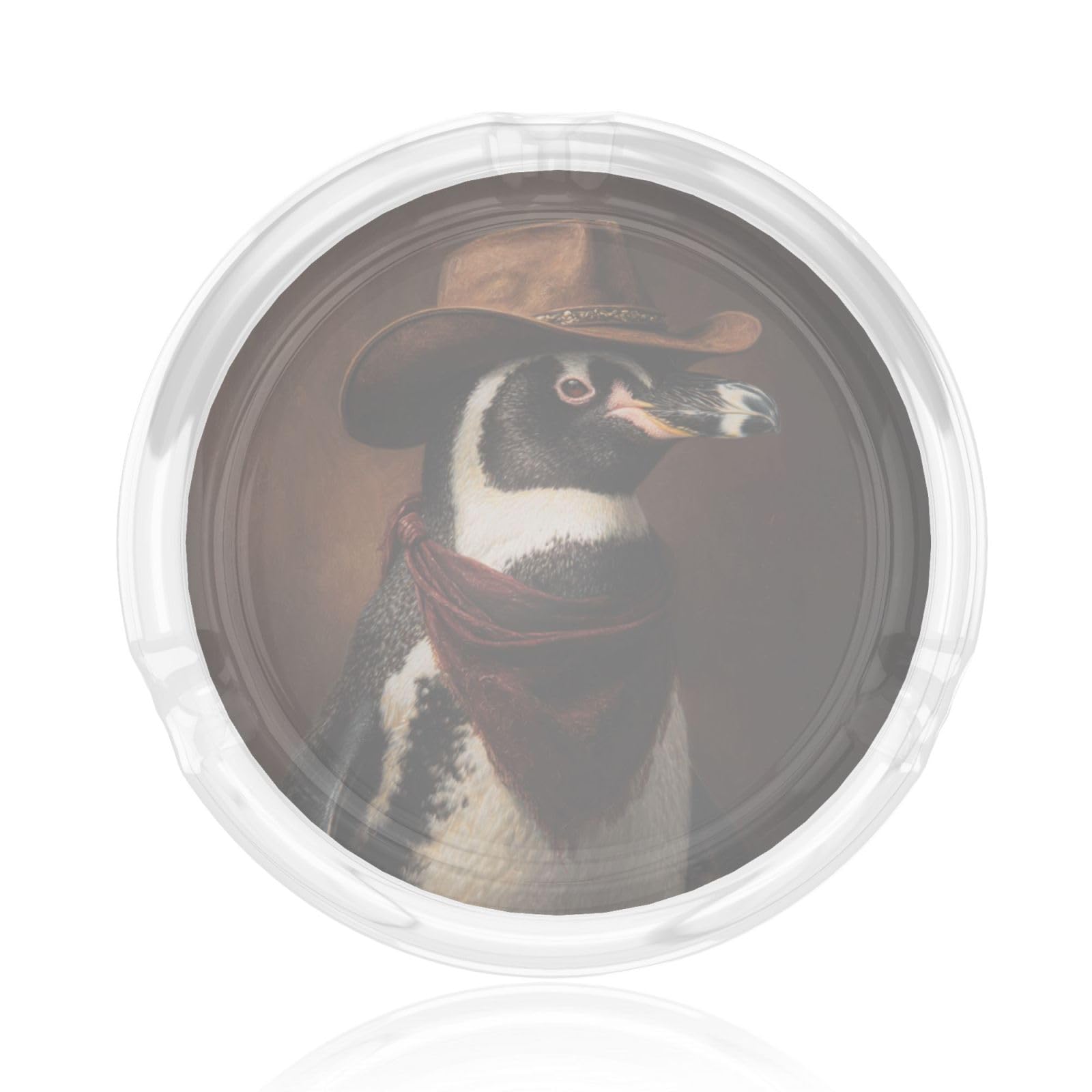Cowboy Penguin Glass Ashtray For Cigarettes Ash Trays Case For Home Office Decor