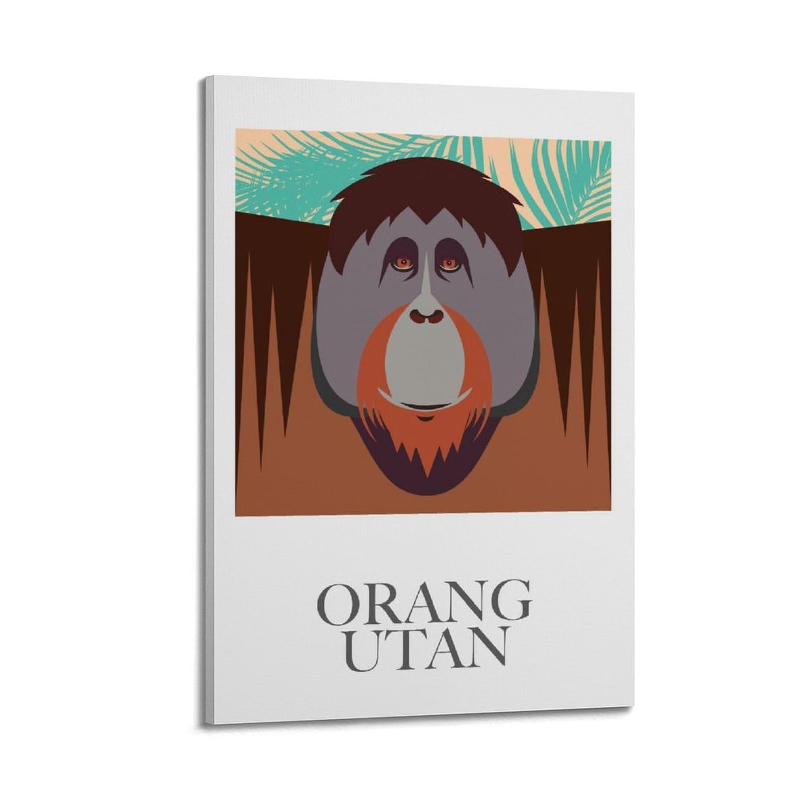 Xkuga Boys Frame-Style Indonesian Wildlife Poster Nature Vintage Orang Utan Modern Decorative Canvas Prints - Ideal Wall Art For Family, Man Cave, Game Room, & Girls Bedroom 24X36inch(60X90cm)