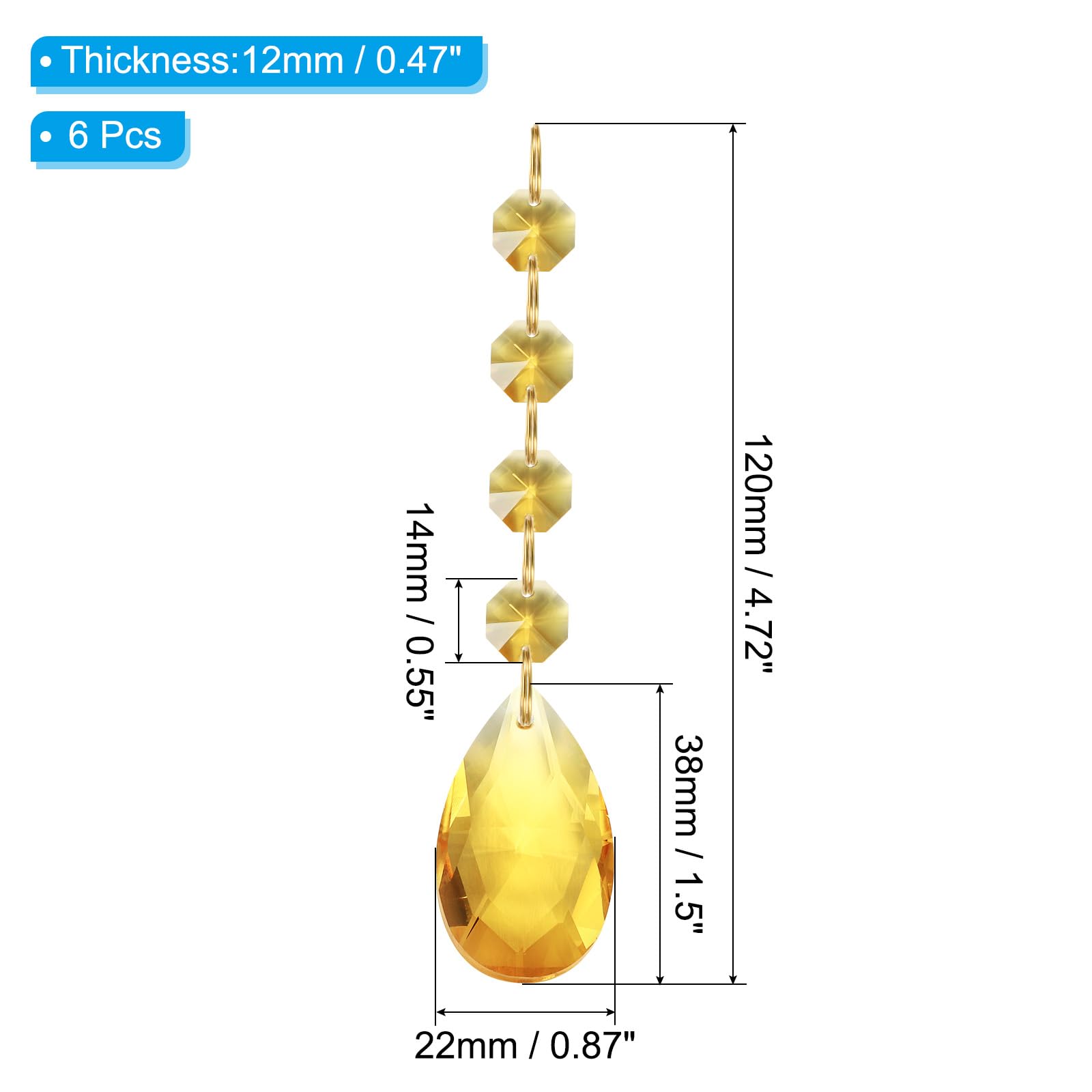 PATIKIL Teardrop Crystal Chandelier Pendants Beads - Image 2