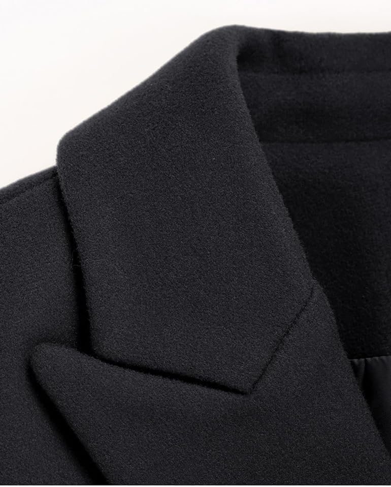 Mywinway Wool Coats for Women Fall Winter Double Breasted Peacoat Long Jackets Midi Trendy Work Office Trench Coat - Image 5