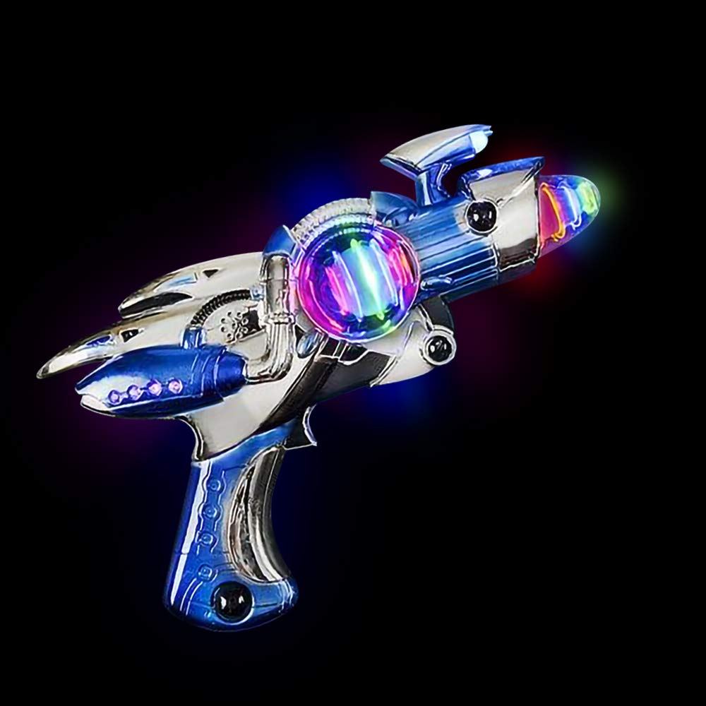 ArtCreativity Red and Blue Super Spinning Space Blaster Laser Gun Set with Flashing LEDs and