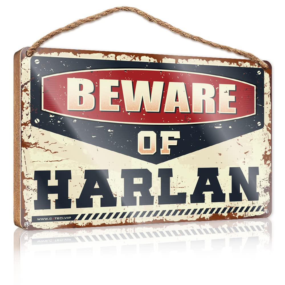 YYHLEH My Way Backyard Decor Beware Of Harlan Wooden Sign(20X30CM)