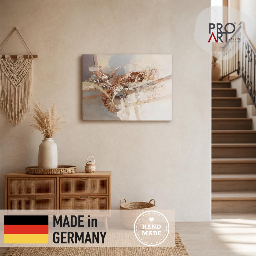 Pro-Art Leinwand Bilder 60x80 cm Abstrakt Beige Braun Modern Wandbilder Wohnzimmer hochwertiger Druck handgefertigt in Deutschland