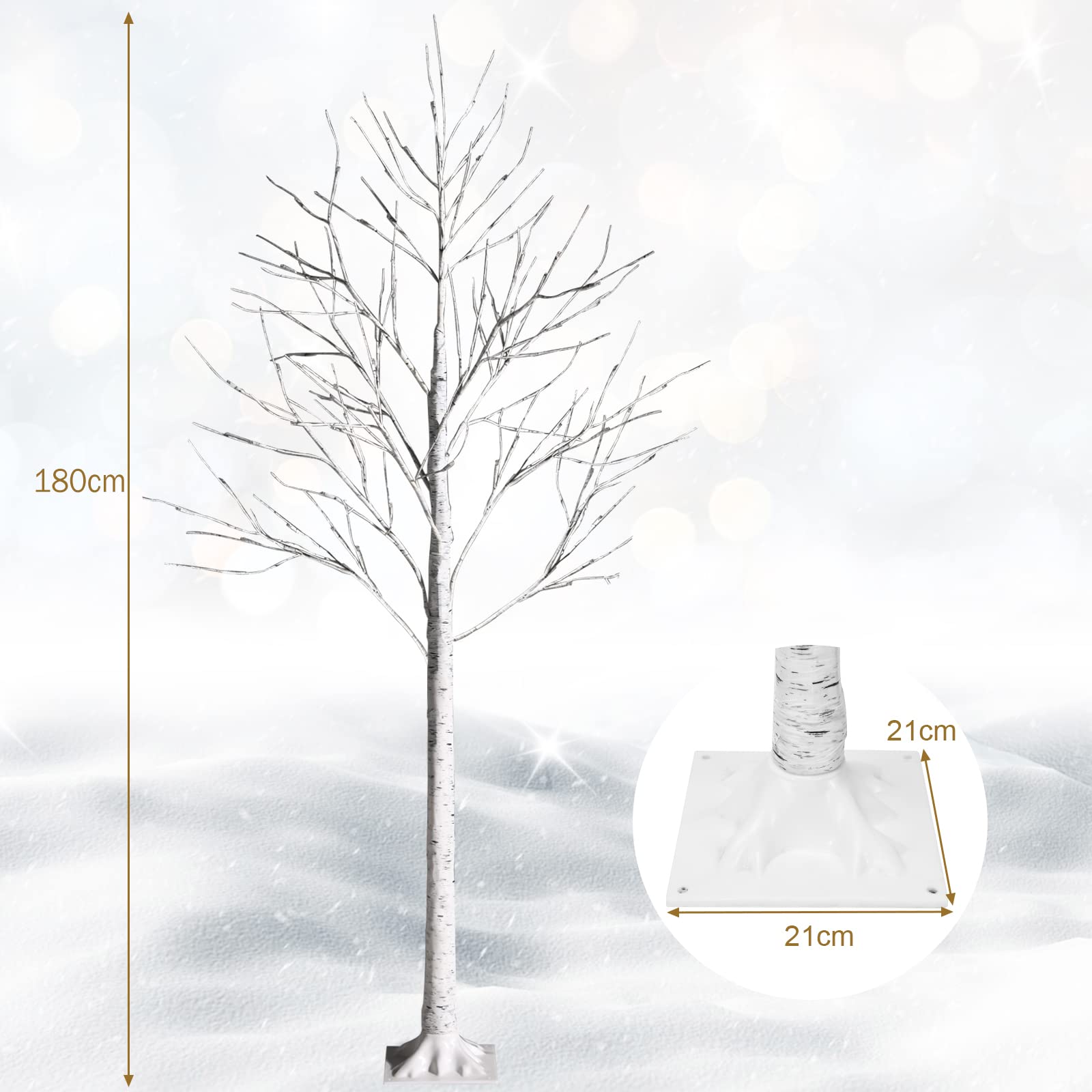 Bonetti Led-lichtboom met 200 warmwitte lichten, 150 cm hoog, de