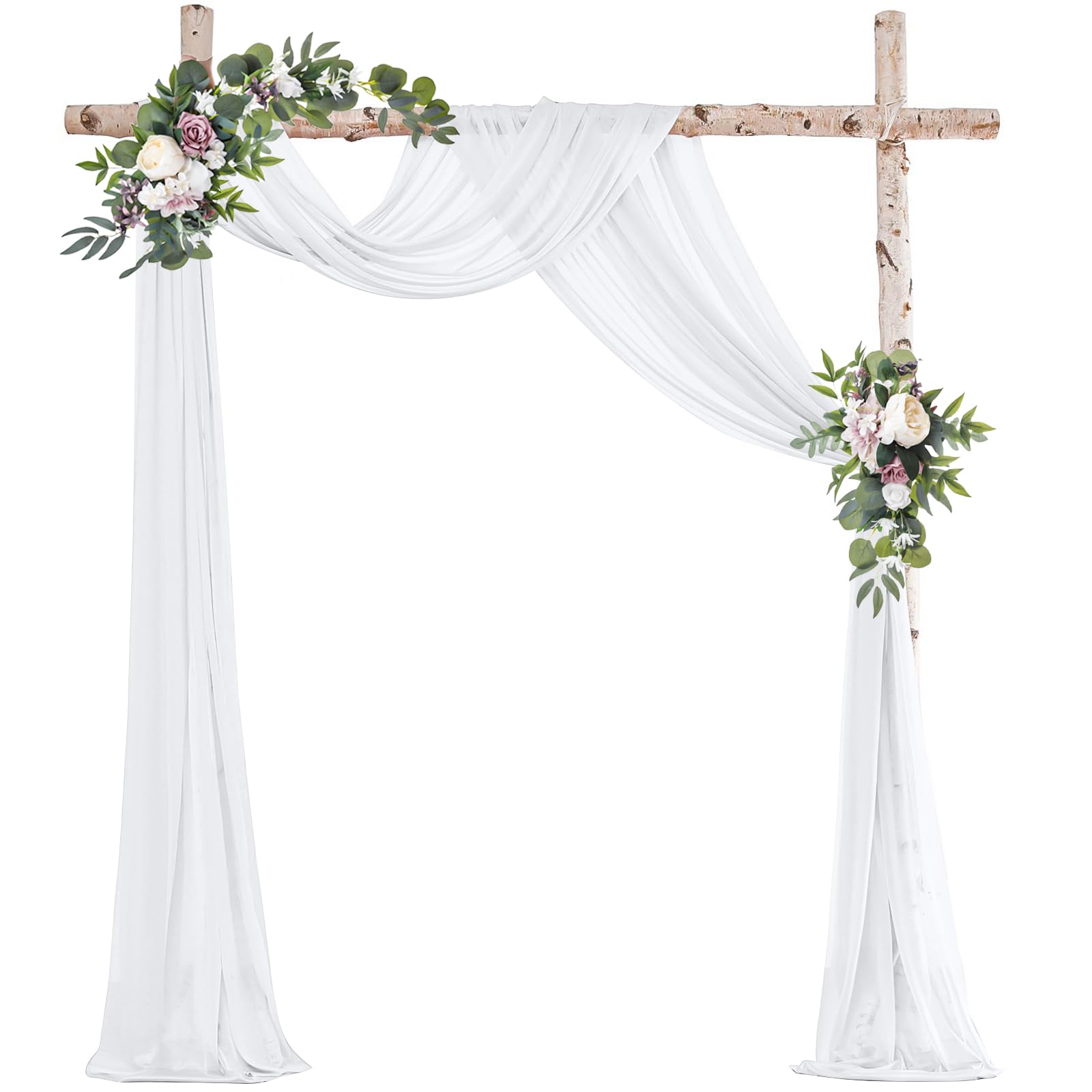 Set van 2 transparante gordijnen voor de woonkamer. Voile tab-top gordijn met loodband