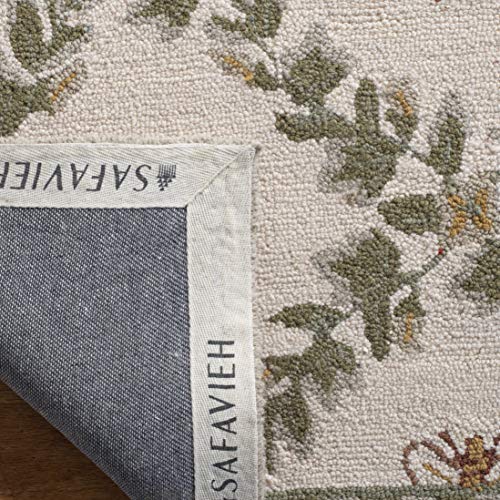 SAFAVIEH-Chelsea-Collection-Accent-Rug-26-x-4-Ivory-Green-Hand-Hooked-French-Country-Wool-Ideal-for-High-Traffic-Areas-in-Entryway-Living-Room-Bedroom-HK55A SAFAVIEH Chelsea Collection Accent Rug 26 x 4 Ivory Green Hand Hooked French Country Wool Ideal for High Traffic Areas in Entryway Living Room Bedroom HK55A