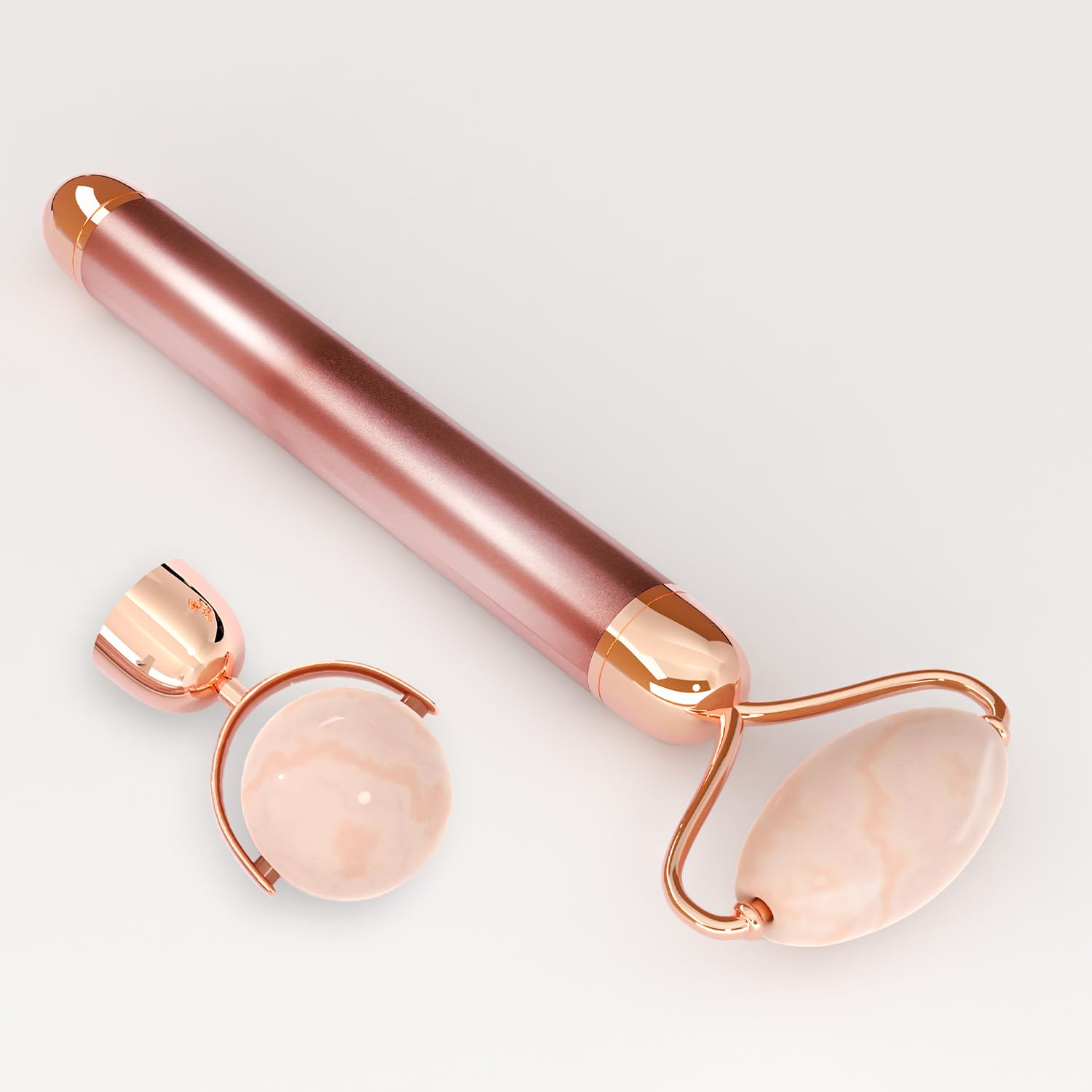 Lifelong Electric Jade Roller With Rose Quartz&Dual Metal 2 Massage Heads|T-Shape&Jade Roller Massage Heads |Vibrating Beauty Face Massager|Aa Battery Powered (Llm648,1 Year Warranty,Rose Gold)-image-39