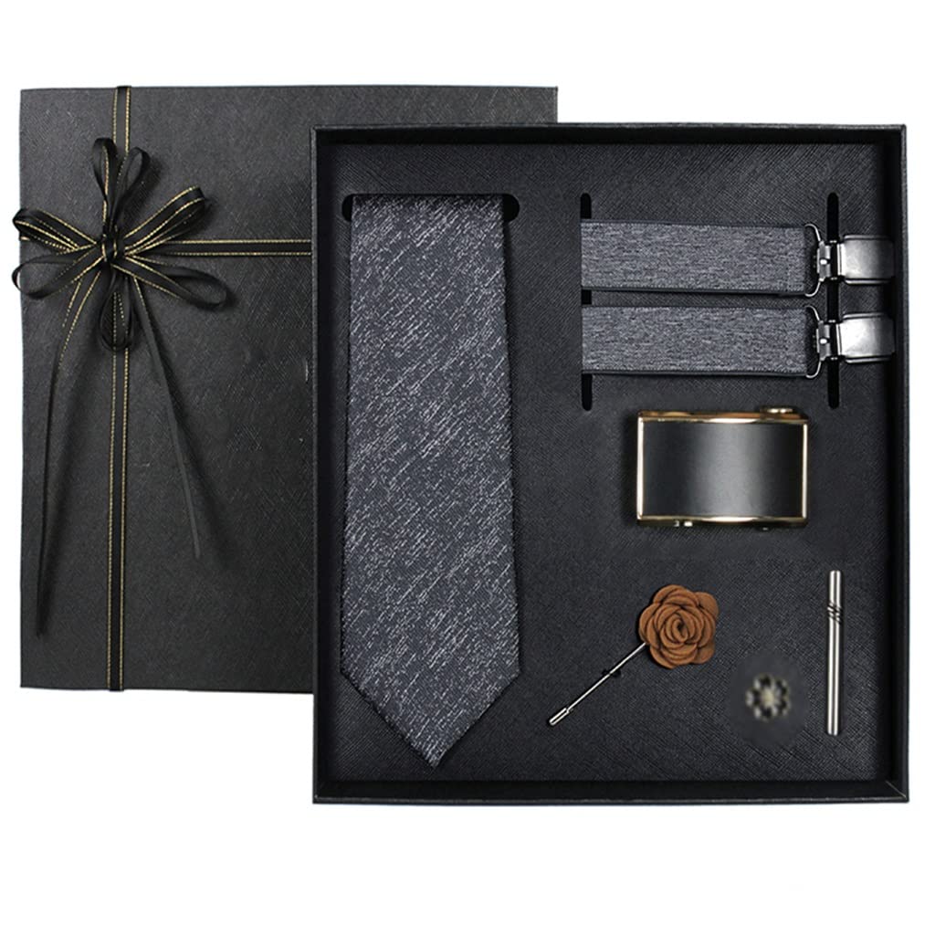 Herren-krawattenriemen, gürtel, brosche, krawattenklammer, formell, Business, 7-teiliges Set, automatische Schnalle, ledergürtel