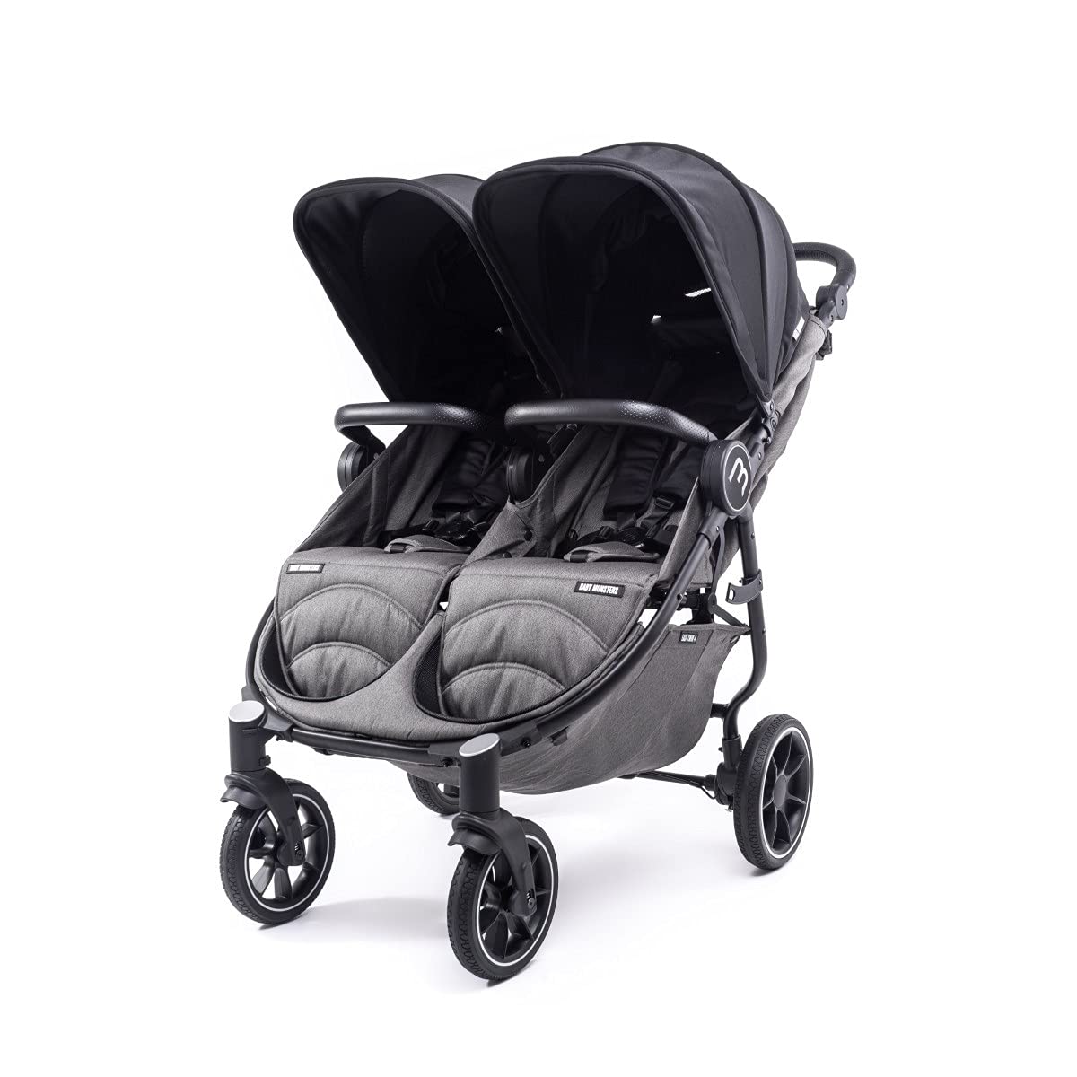 Baby Monsters Twin Stroller + Easy Twin 4 Hoods (Black)