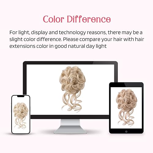 Miniatura 7 de HOOJIH 2 piezas de postizo de moño despeinado, recogido despeinado con mechones, extensiones de moño de cabello ondulado y rizado, envoltorio de