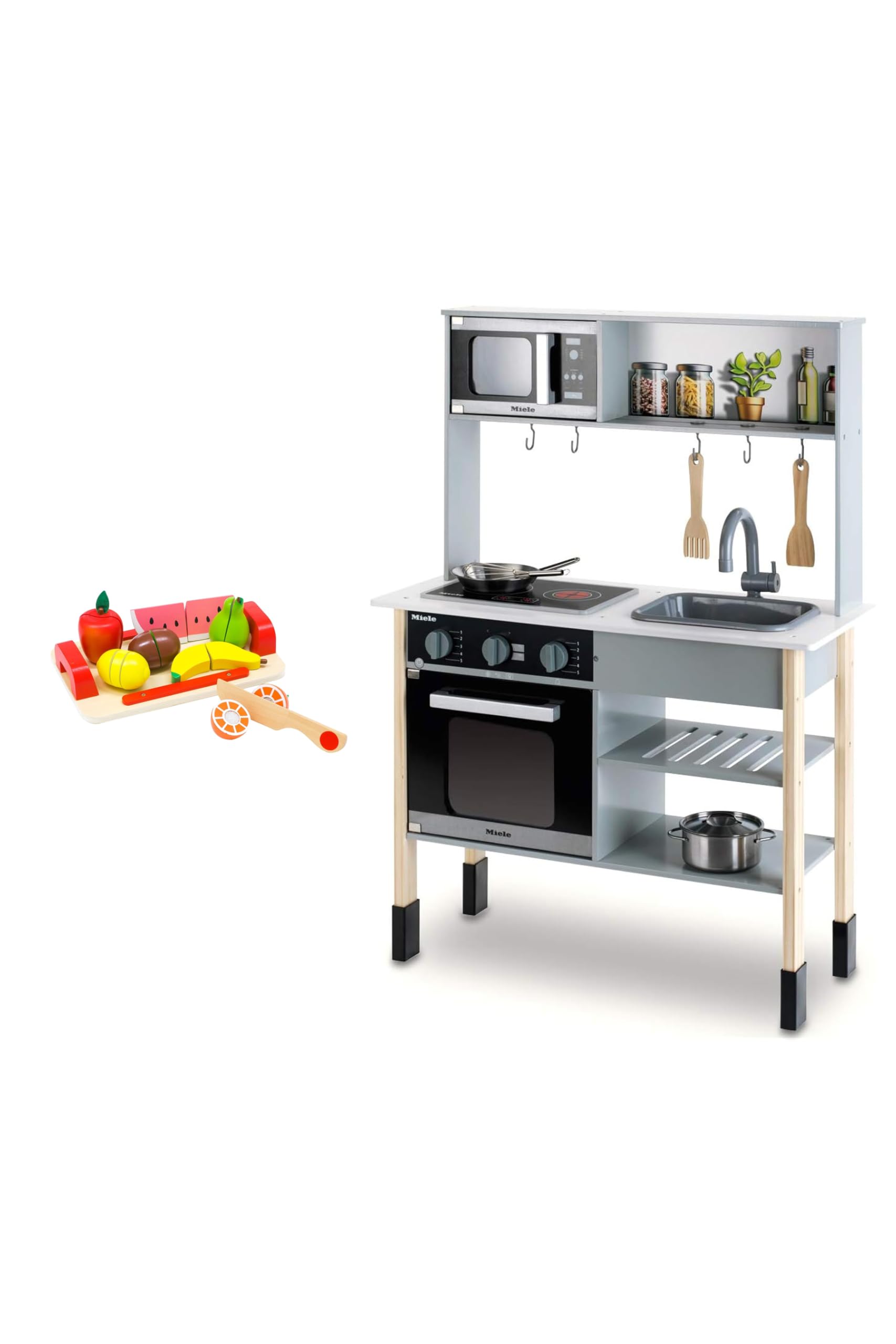 Amazon | Miele 木製 ままごとキッチン ＆ ステンレス製お鍋セット