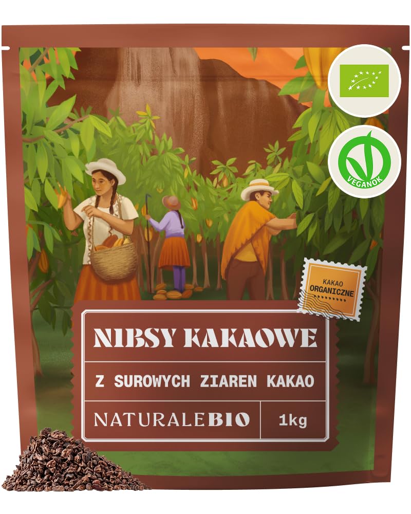 NaturaleBio Bio Surowe Nibsy Kakaowe do Wypieków i Przekąsek