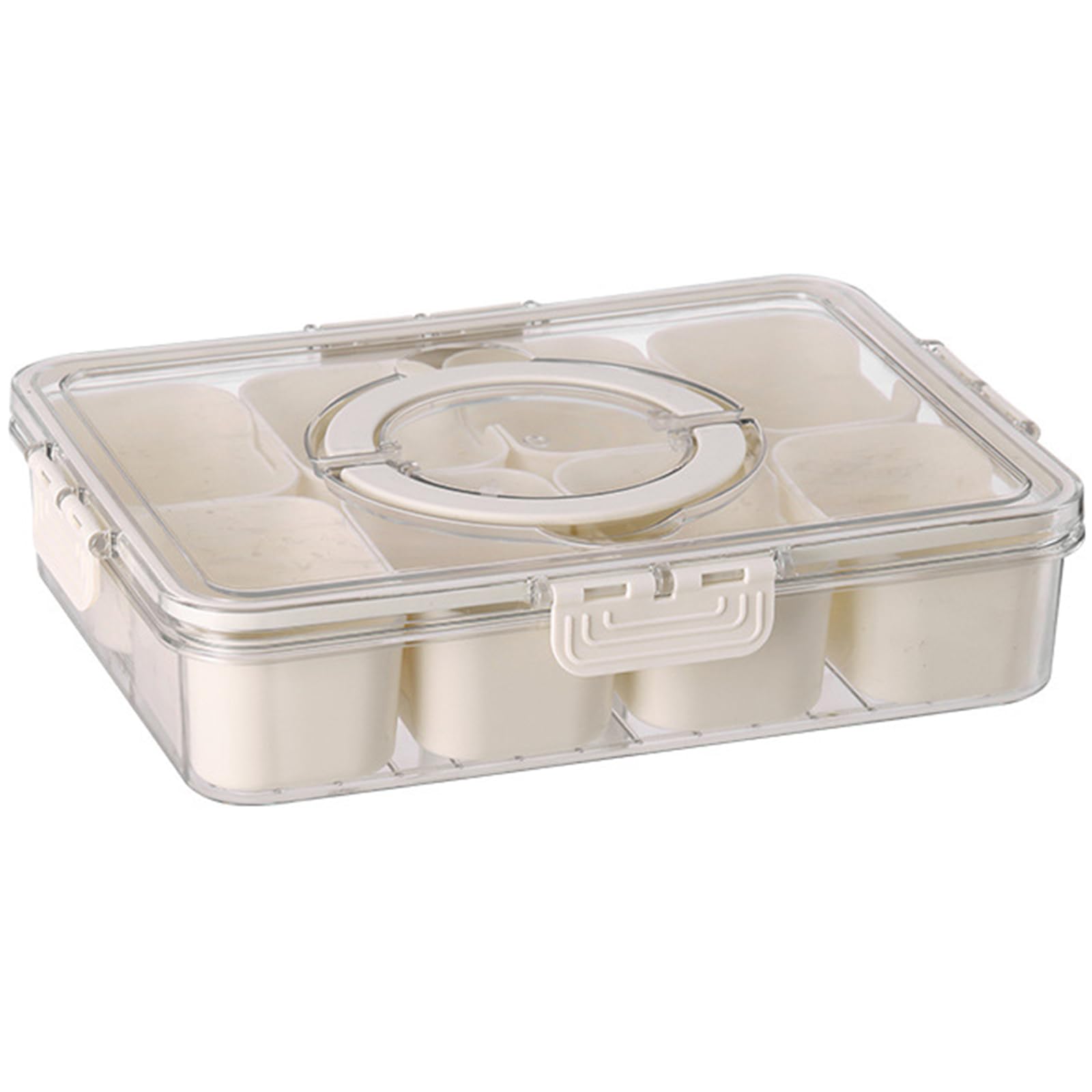Bandeja de Servir Dividida con Tapa y Asa Bandejas para Bocadillos Cajas Bento para Contenedores de Almuerzo Cajas de Almacenamiento Organizador Portátil de Dulces para Frutas (Blanco)