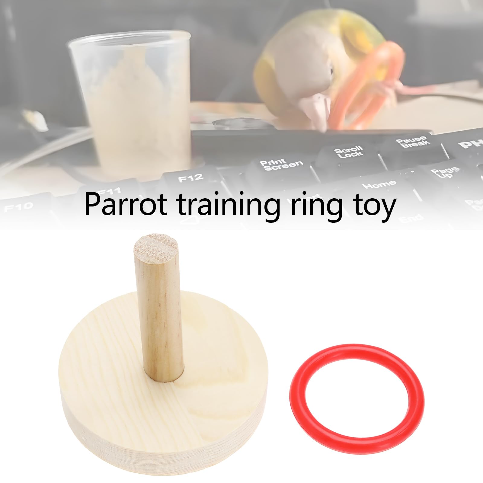 SG Store 1 Set Wooden Bird Training Toys Parrot Training Colorful Stacking Rings Toy Educational Foraging Toy for Small to Medium Birds