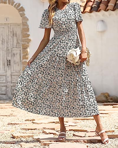 Image of PRETTYGARDEN Women's Casual Smocked Boho Floral A-Line Maxi Dress 2026