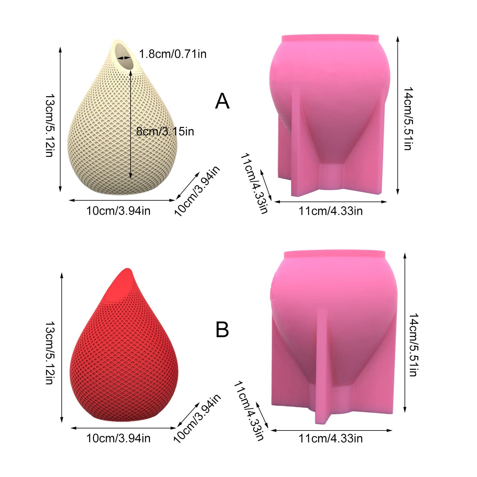 Stampo per candela a goccia d'acqua per la produzione di candele, vaso di fiori, stampo in silicone, candele aromaterapia, stampo per fai da te, artigianato, decorazione per la casa