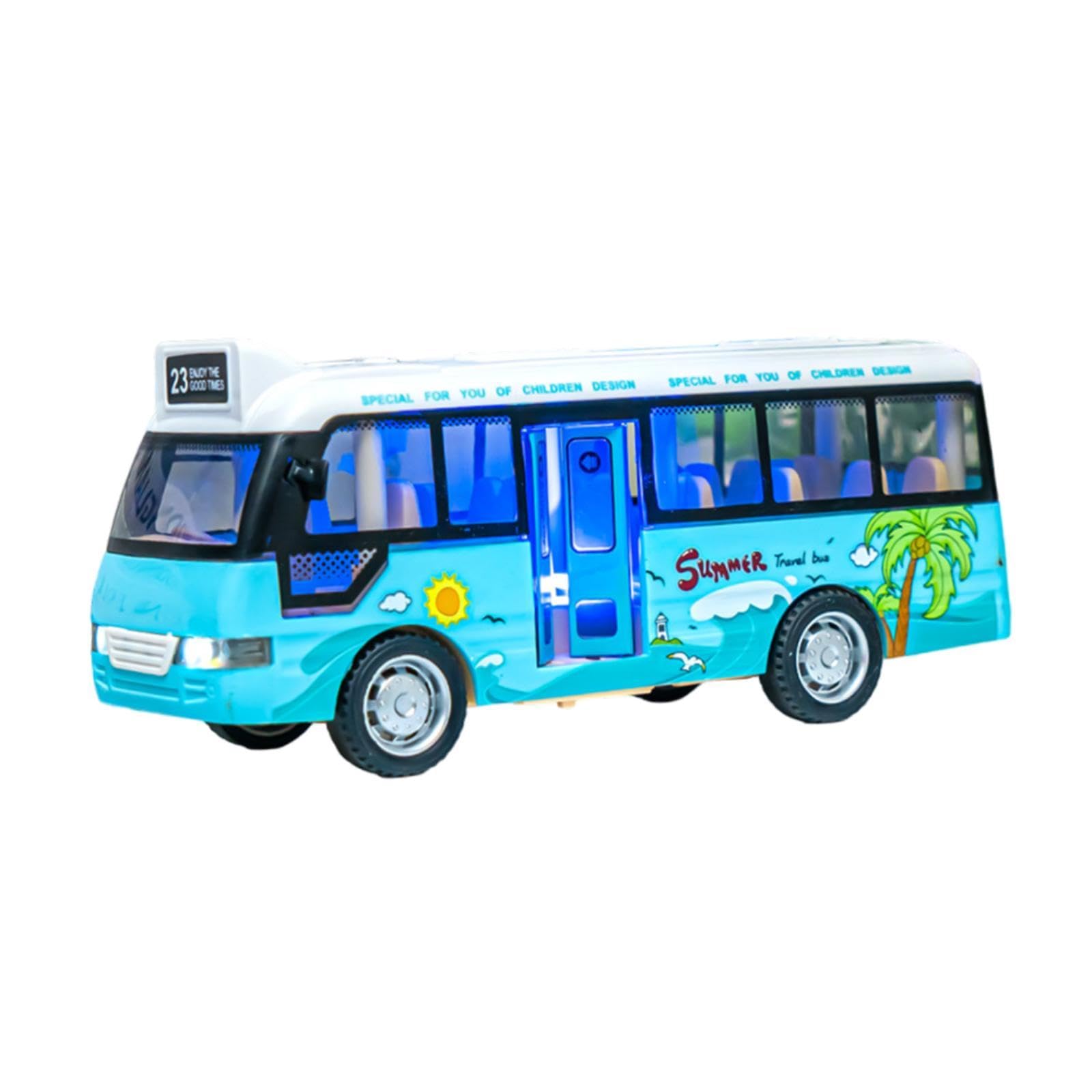 DuskHaven Spielzeugbus für Kinder, Trägheitsantrieb, Robustes Fahrzeug, Bus mit Geräuschen Und Lichtern, Spielzeugauto Modell für Jungen, Blau