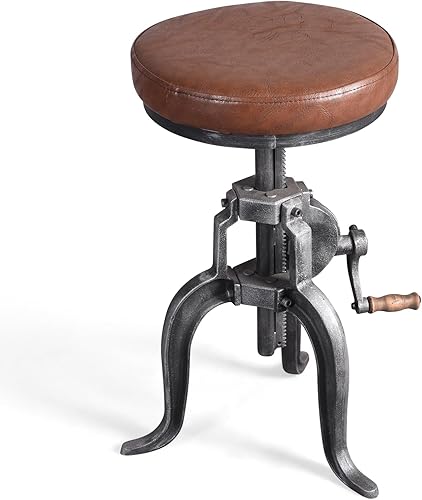 Miniatura 3 de LOKKHAN American Antique Steampunk Deco Taburete de bar industrial vintage, estilo retro, base de hierro fundido de 3 patas, parte superior