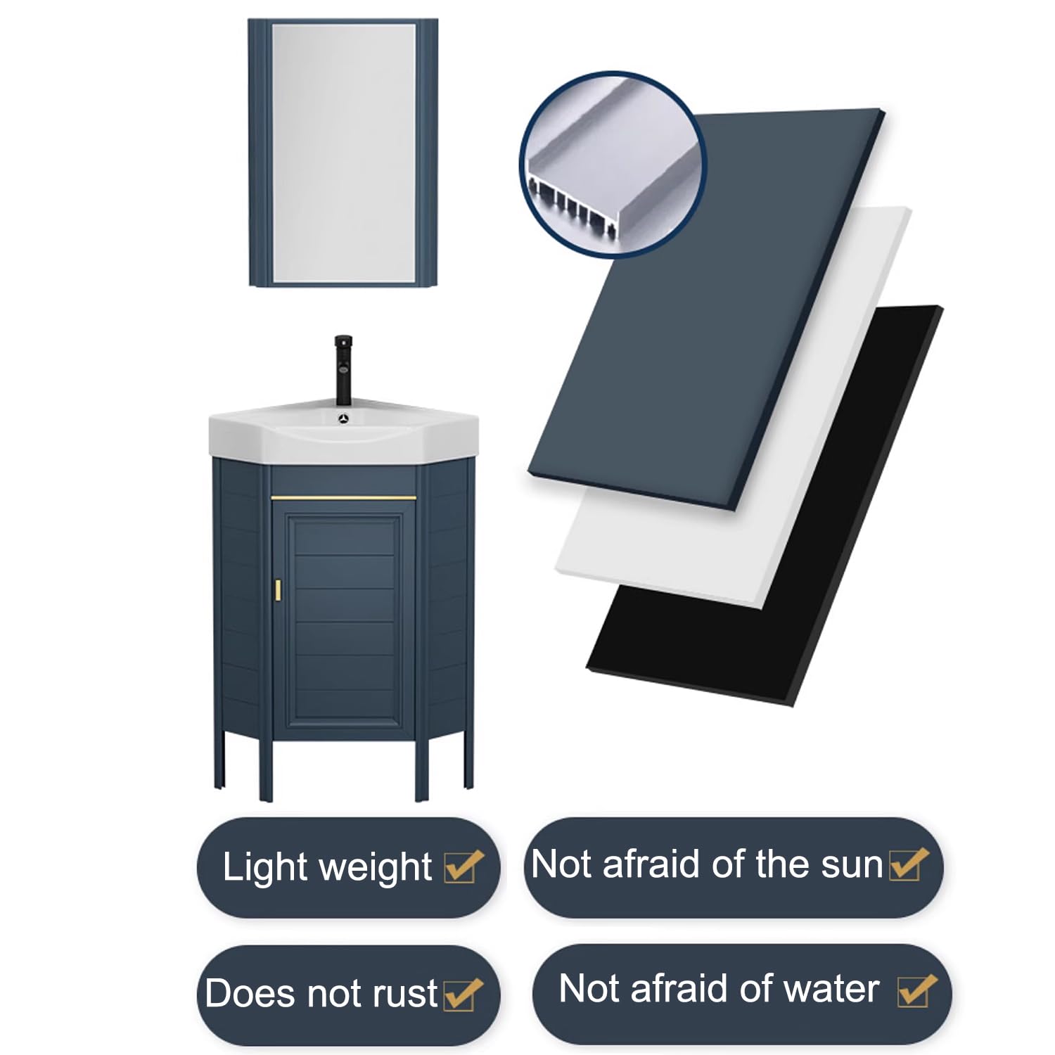 ⚫︎yumeee... ⚫︎ Dark Taupe Wood-look Black Metal Side Table Nightstand - The