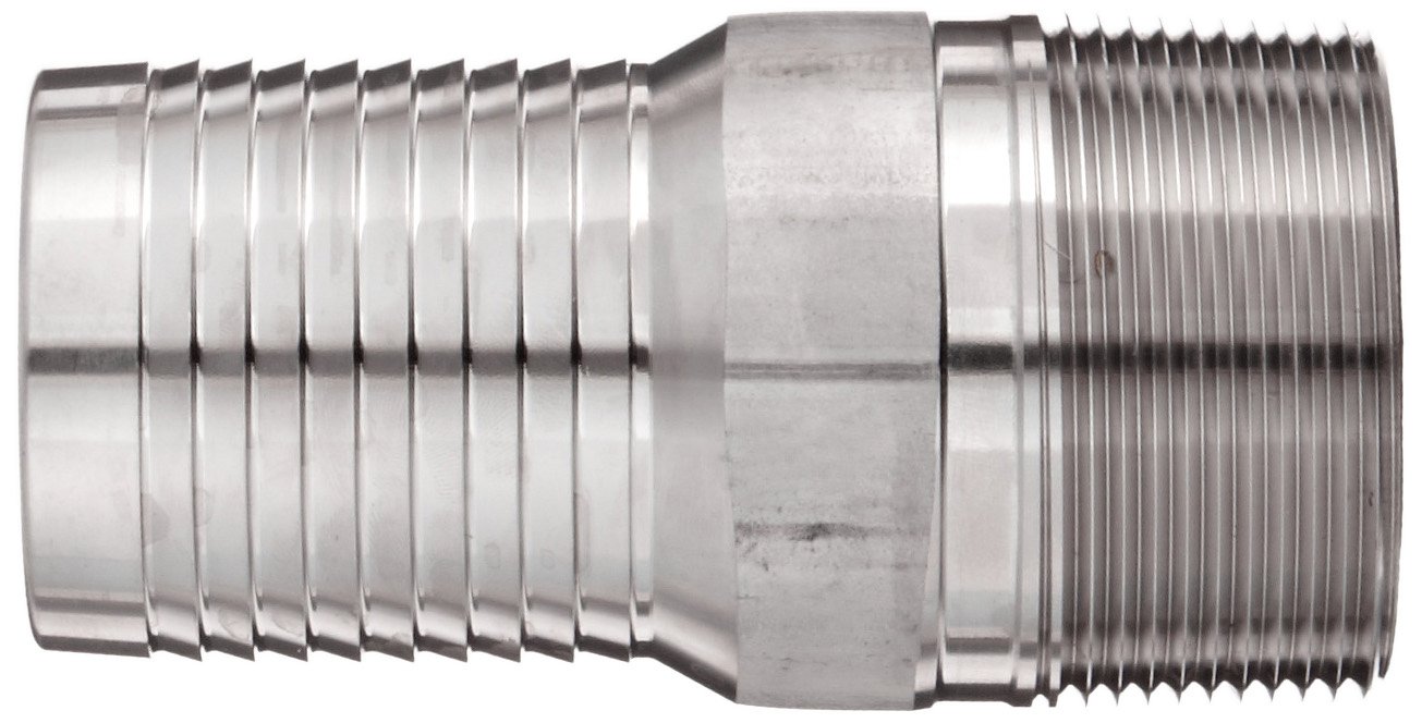 Dixon RST60 Stainless Steel 316 Hose Fitting, King Combination Nipple Threaded End with No Knurl, 6