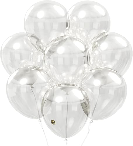 AFTERLOON - Mini globos biodegradables 50 piezas transparentes de 5 pulgadas, color transparente grueso extra fuerte látex flotador de helio, baby