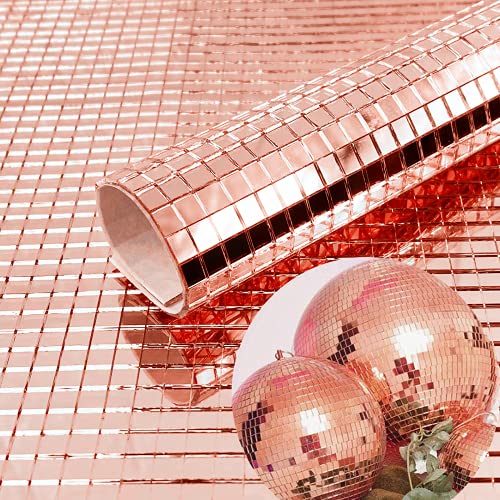 Image of MESOAR 2400pcs Rose Gold Mirror Mosaic Tiles DIY Self-Adhesive Craft Mirrors Mosaic Tiles Mini Glass Sticker,5mm by 5mm
