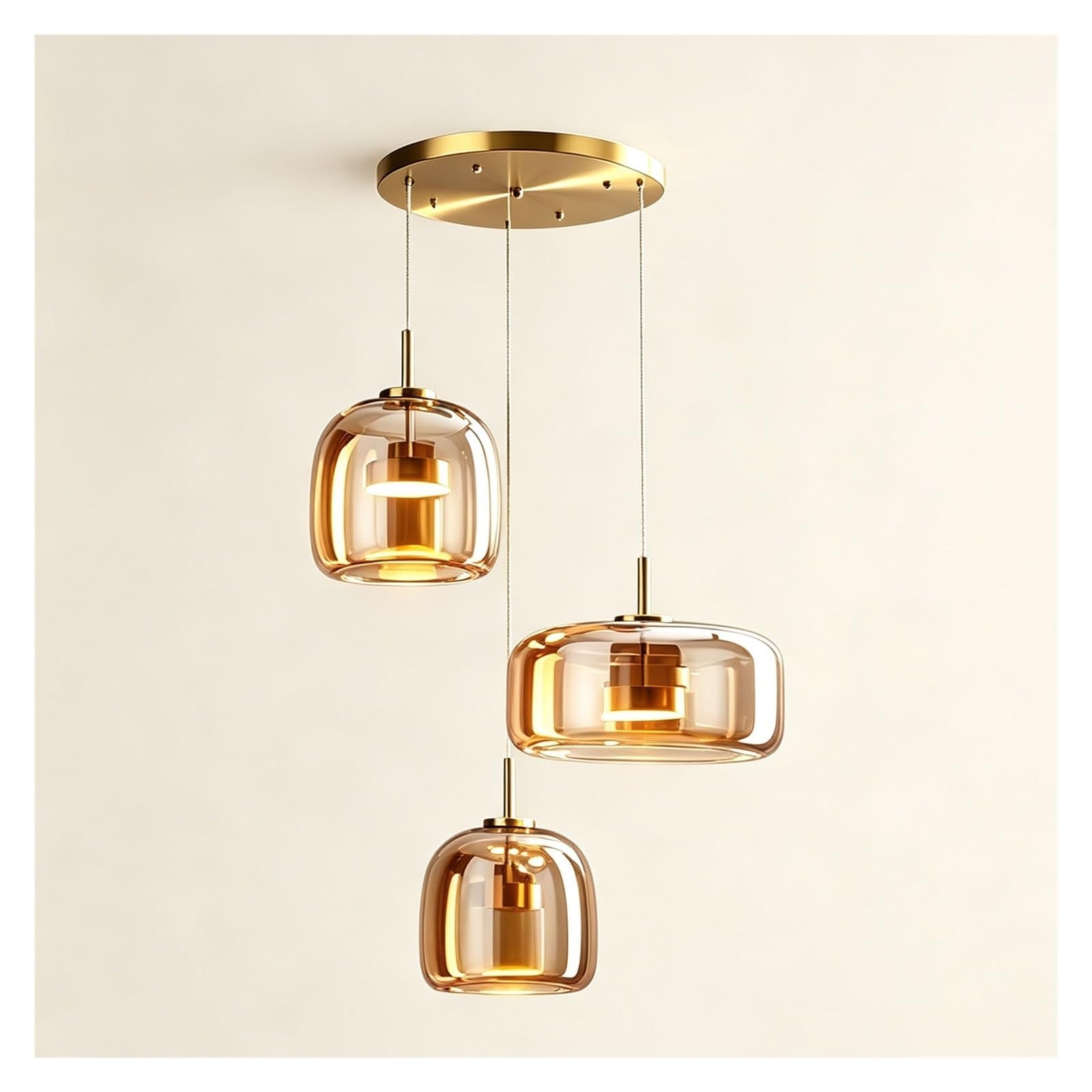 LUOYAOB Modern Smoked Glass Pendant Light Grey Hanging Lamp