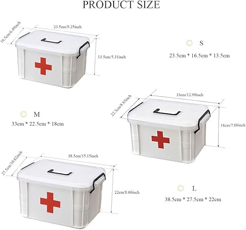 Vista 2 de Levoberg Caja de almacenamiento organizadora de 2 capas con compartimentos, kit de emergencia familiar, estuche de almacenamiento de 9.25 x 6.49 x