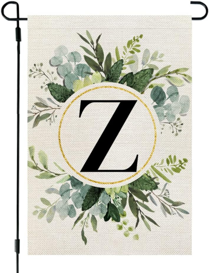 House Flag Monogram Letter A Garden Flag Floral 12×18 Inch Double Sided for Outside Small Burlap Family Last Name Initial Yard Flag CF763-12