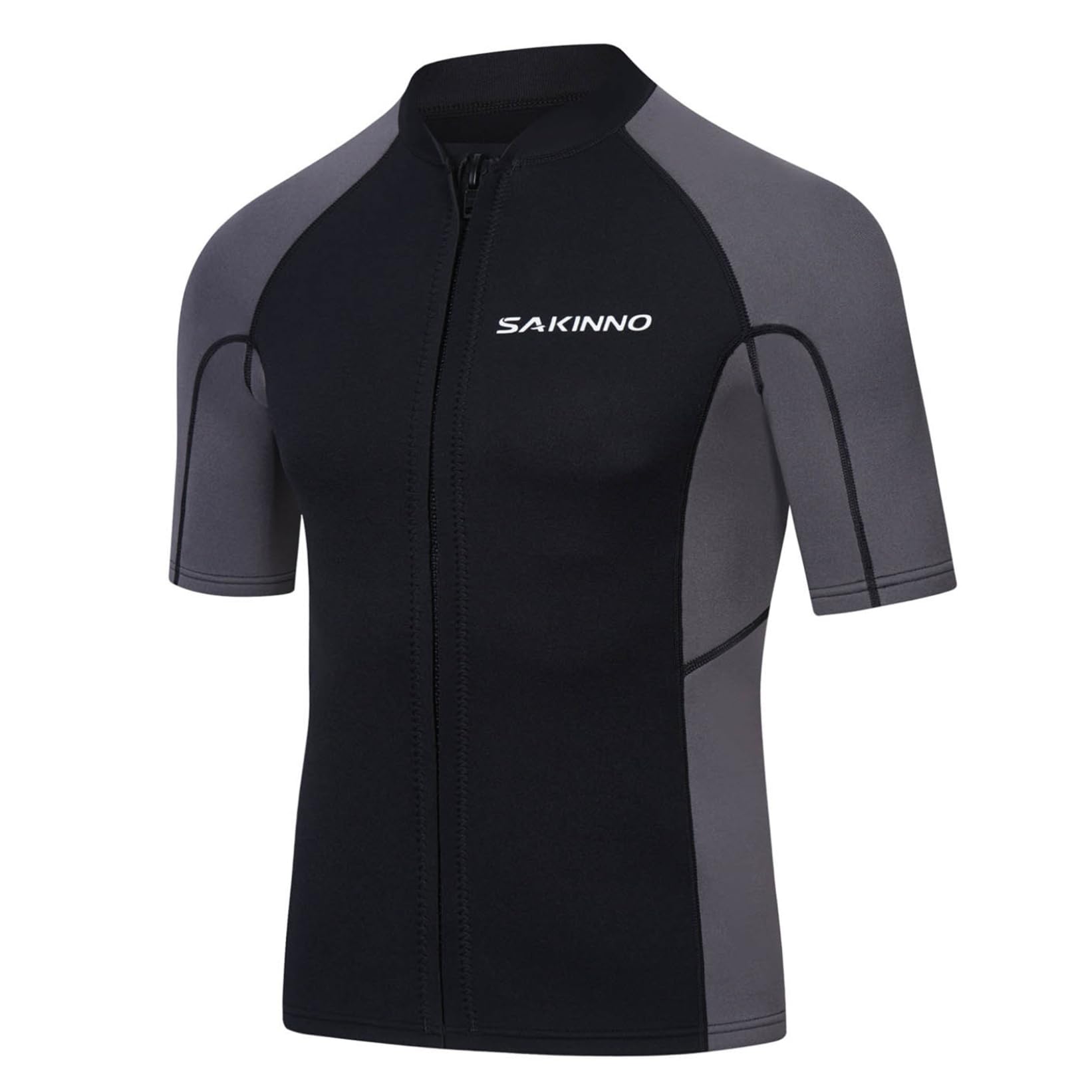Herren Neopren Oberteil 2mm Neoprenanzug Top Badeshirt Rushguard Shirt mit Reißverschluss UV Schutz für Wassersport Surfen